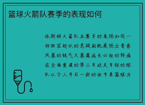 篮球火箭队赛季的表现如何